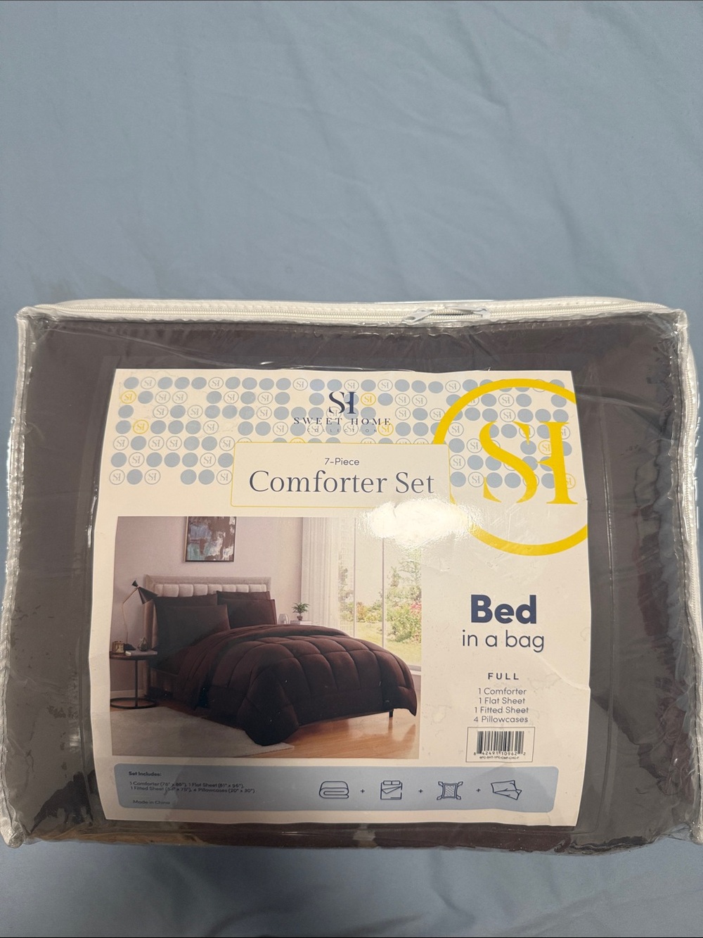 7-Piece Comforter Set - Dark Brown Full Bed in a Bag
